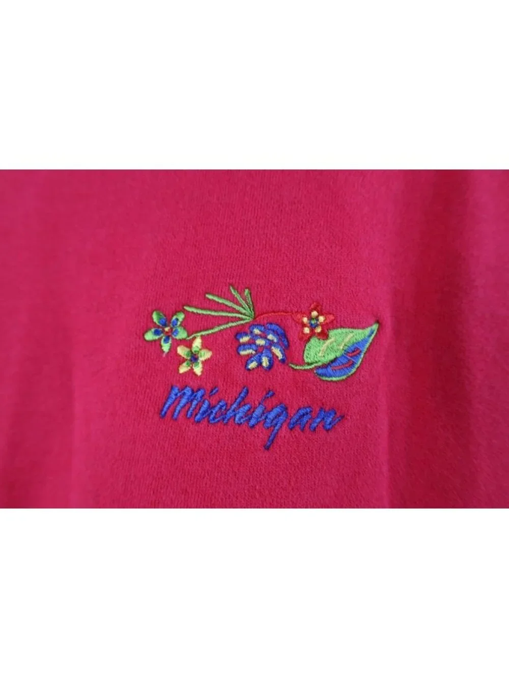 Vintage 90s Streetwear Womens Medium Faded Michigan Wild Flower Sweatshirt Pink